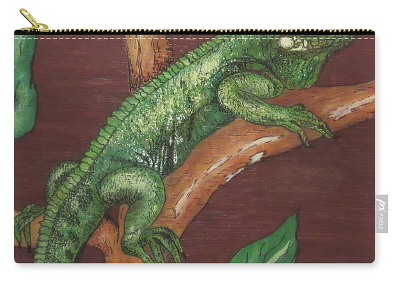 Print Zip Pouch featuring the painting Sir Iguana by Ashley Goforth