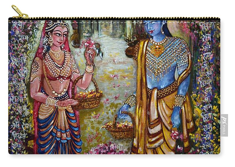 Rama Zip Pouch featuring the painting Sita Ram by Harsh Malik