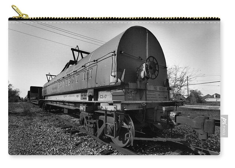 Train Car Zip Pouch featuring the digital art Sitting on the Tracks by Linda Unger