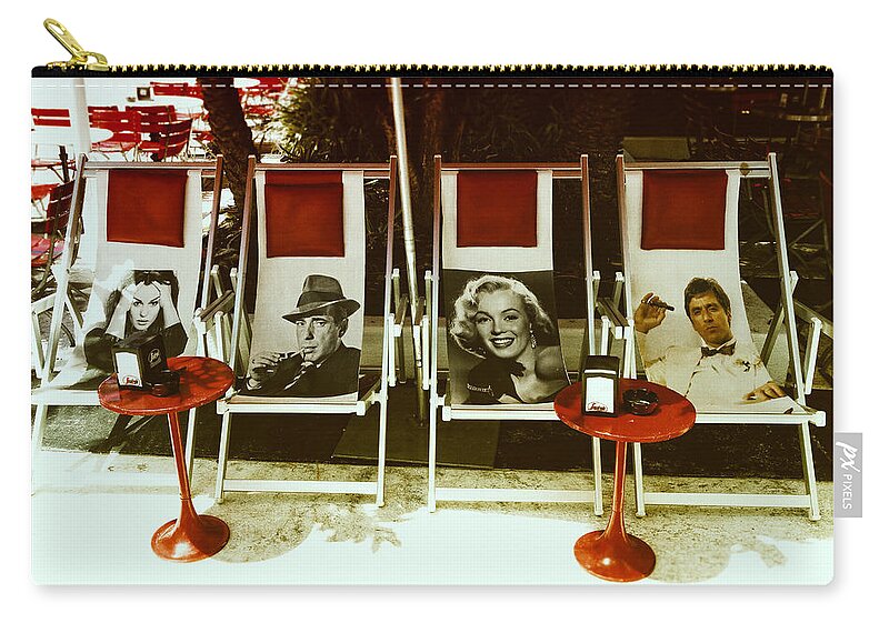 Vintage Zip Pouch featuring the photograph Sitting With Movie Stars by Gary Dean Mercer Clark