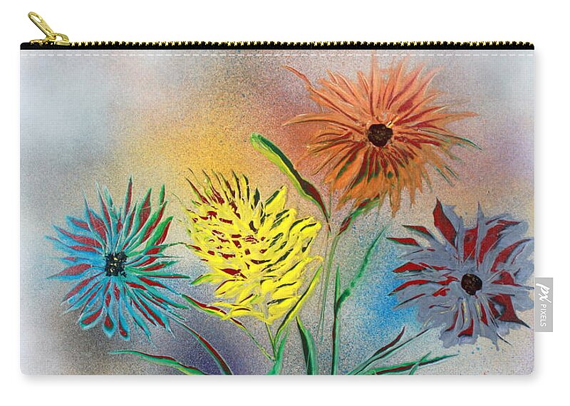 Nature Zip Pouch featuring the painting Six Flowers by Greg Moores