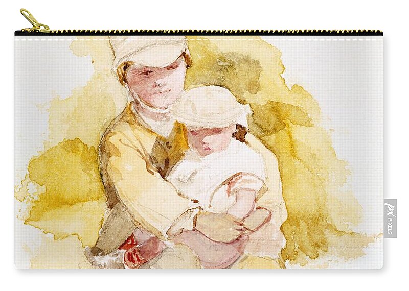 Sketch Zip Pouch featuring the drawing Sketch Of Two Children, C.1852 by Richard Redgrave