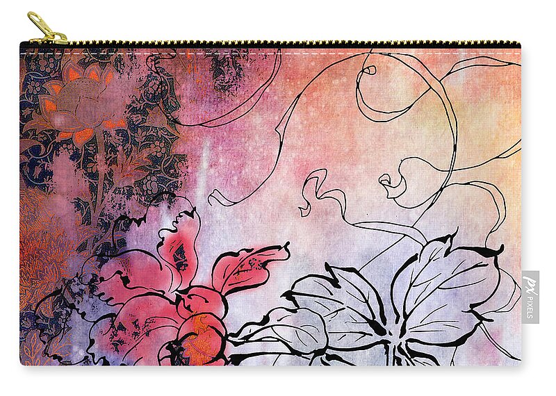 Flowers Zip Pouch featuring the painting Sketchflowers - Calendula by MGL Meiklejohn Graphics Licensing