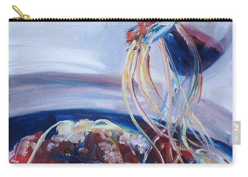 Spaghetti Zip Pouch featuring the painting Sketti by Donna Tuten