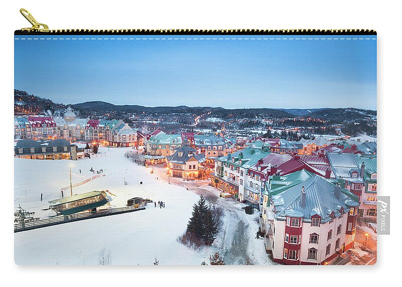 Treetop Zip Pouch featuring the photograph Ski Lifts At Mont Tremblant Village by Pgiam