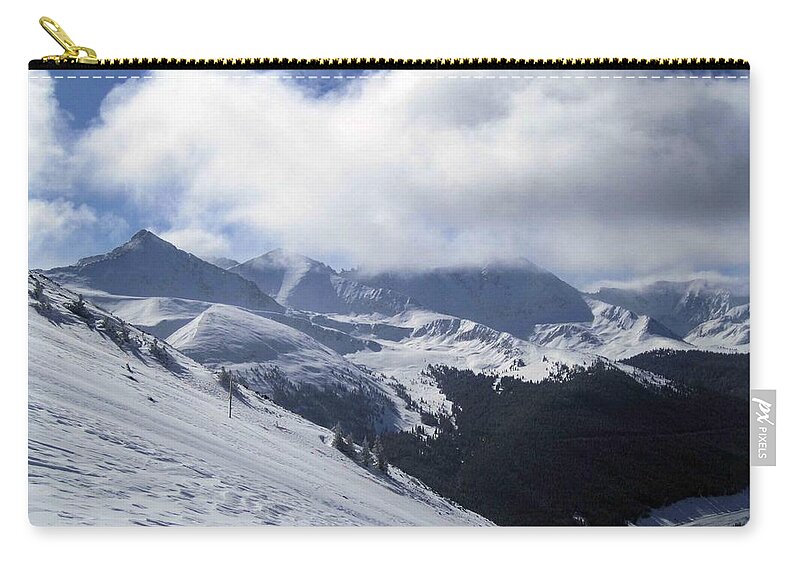 Skiing Art Zip Pouch featuring the photograph Skiing With A View by Fiona Kennard