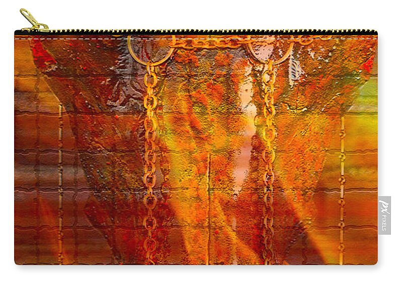  Skulls Drawings Zip Pouch featuring the photograph Skull on Fire by Mayhem Mediums