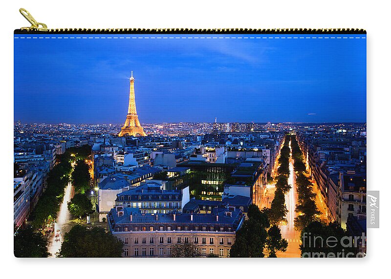 Paris Zip Pouch featuring the photograph Skyline of Paris by Michal Bednarek