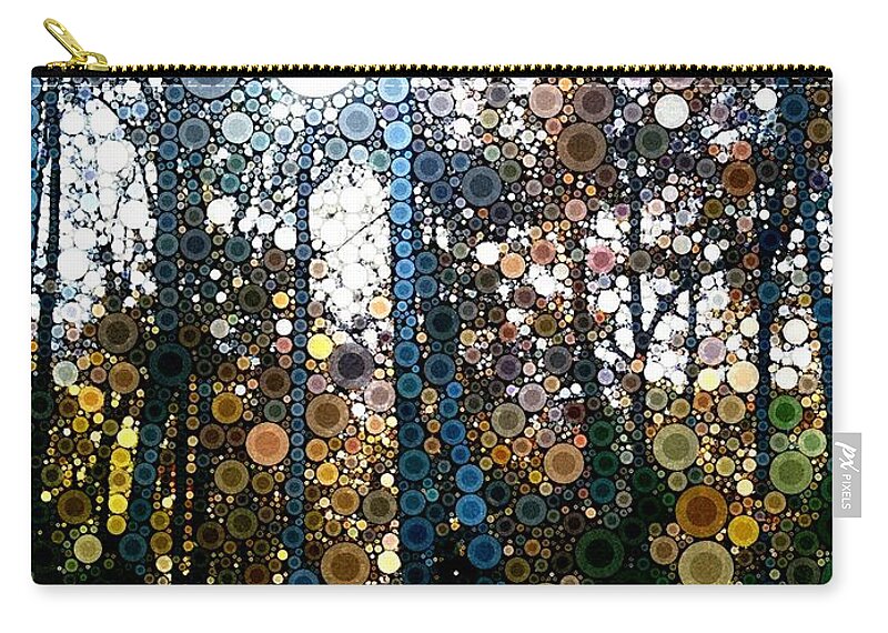 Skyway Zip Pouch featuring the digital art Skyway Forest at Dawn by Linda Bailey