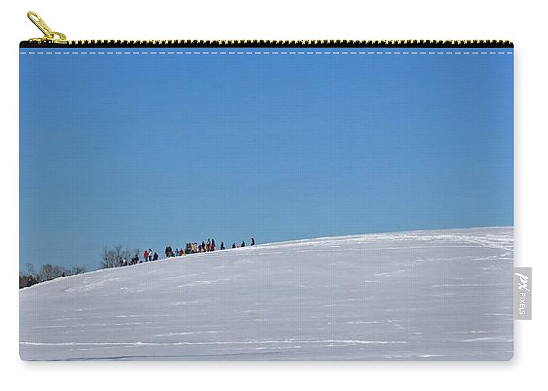 Lancaster Ma Zip Pouch featuring the photograph Dexter Drumlin Hill Sledding by Michael Saunders