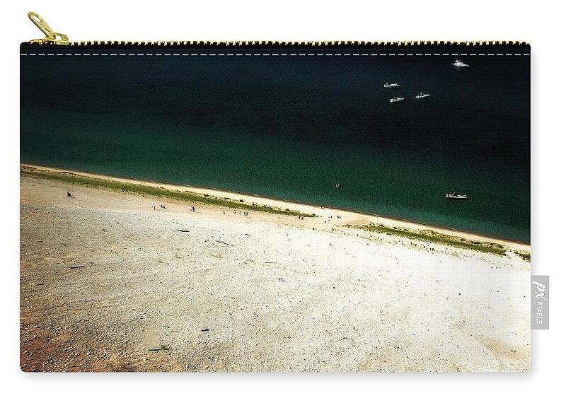 Sleeping Bear Dunes Zip Pouch featuring the photograph Sleeping Bear Dunes from the Top Down by Michelle Calkins