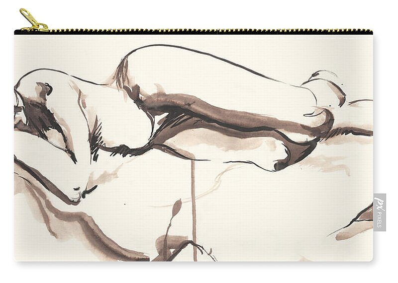 Sleeping Zip Pouch featuring the painting Sleeping Nude by Melinda Dare Benfield