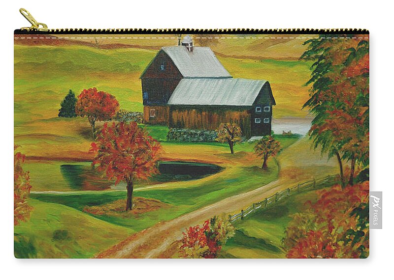 Farm Zip Pouch featuring the painting Sleepy Hollow Farm by Julie Brugh Riffey