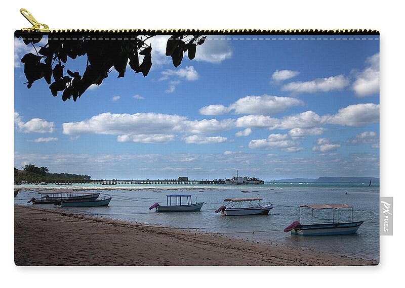 Andaman And Nicobar Islands Zip Pouch featuring the photograph Small Boats Floating,bharatpur by Partha Pal
