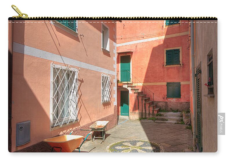 Ancient Zip Pouch featuring the photograph small square in Camogli by Antonio Scarpi