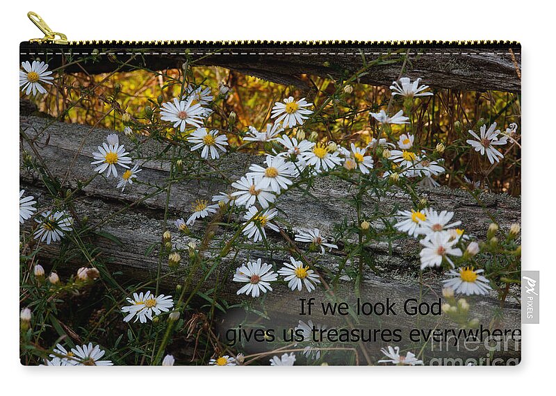 Wood Fence Zip Pouch featuring the photograph Small Treasures by Sandra Clark