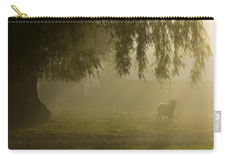 Goat Zip Pouch featuring the photograph Smelly Goat in the Mist by Jerry McElroy