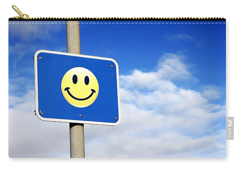 Display Zip Pouch featuring the digital art Smiley by Steve Ball