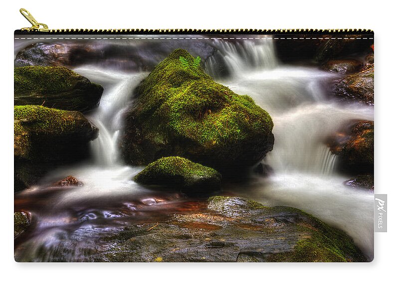 Smith Creek Zip Pouch featuring the photograph Smith Creek Moss and Fern by Greg and Chrystal Mimbs