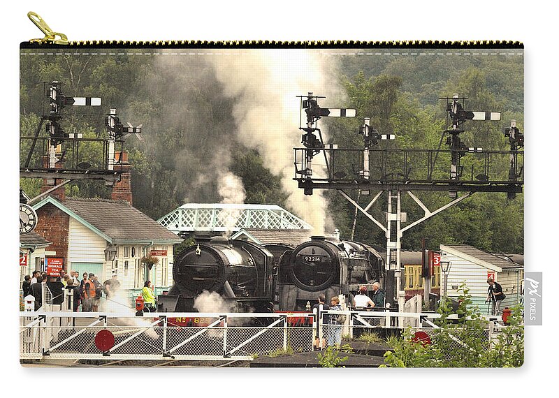 Railways Zip Pouch featuring the photograph Smoke And Steam by Richard Denyer