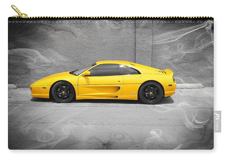 Ferrari Zip Pouch featuring the photograph Smokin' Hot Ferrari by Kathy Churchman