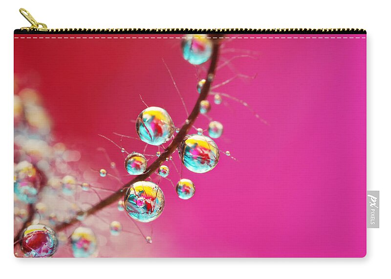 Water Zip Pouch featuring the photograph Smoking Pink Drops by Sharon Johnstone