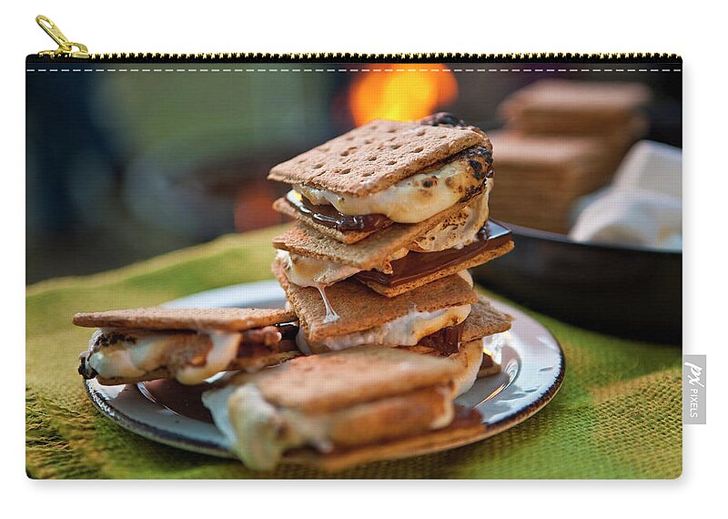 Scenics Zip Pouch featuring the photograph Smores By A Campfire by Lew Robertson