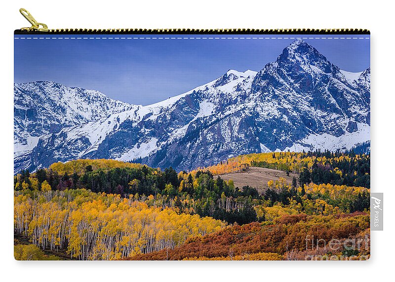 Rocky Mountains Zip Pouch featuring the photograph Sneffels Range Fall Sunrise - Dallas Divide - Colorado by Gary Whitton
