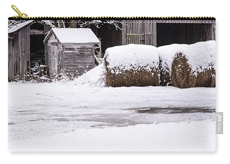 Farm Carry-all Pouch featuring the photograph Snow Covered Farm by Holden The Moment