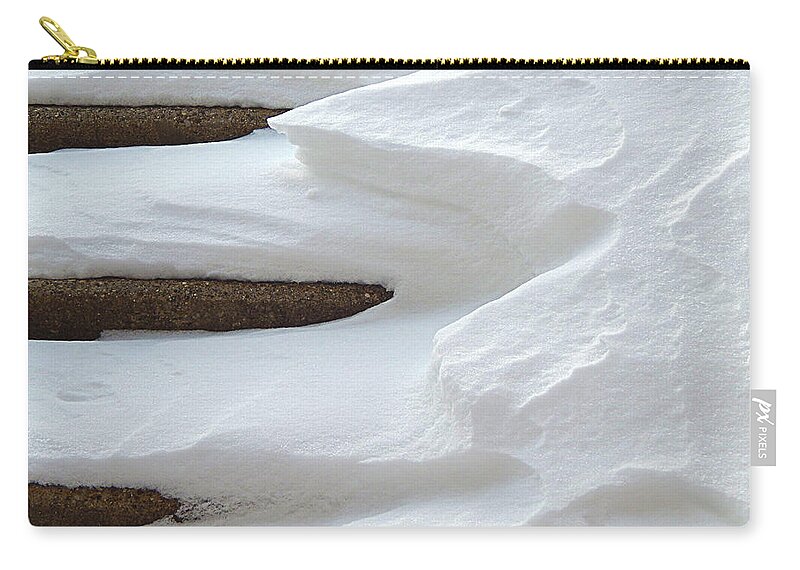 Winter Zip Pouch featuring the photograph Snow Covered Steps by Phil Perkins