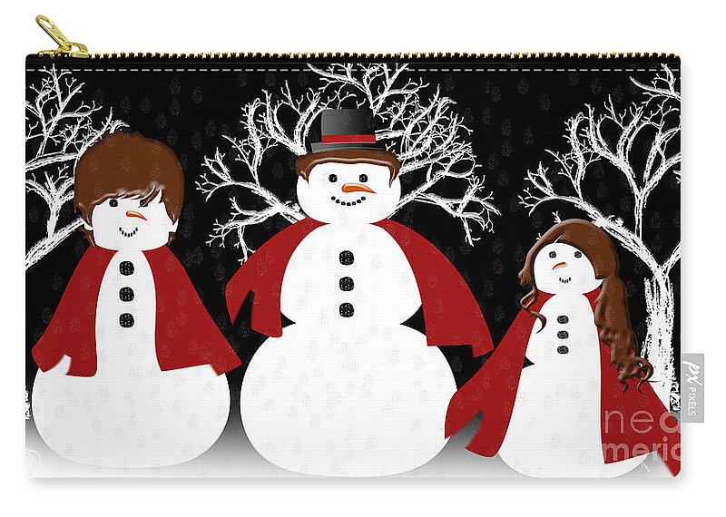 Andee Design Abstract Zip Pouch featuring the digital art Snow Family by Andee Design