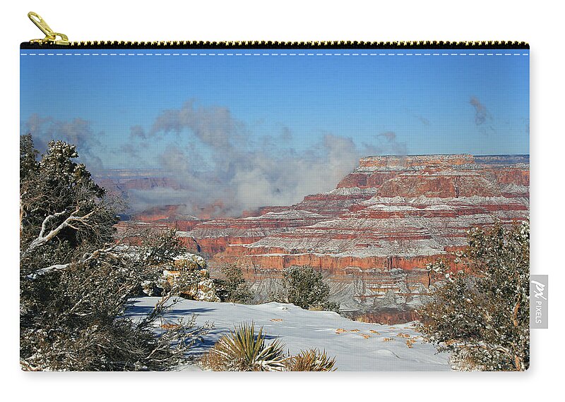 Grand Canyon Zip Pouch featuring the photograph Snow In The Canyon 5 by Susan McMenamin