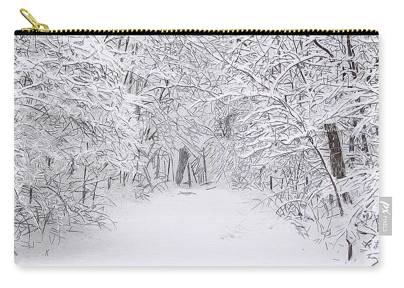 Trees Zip Pouch featuring the painting Snow Scene Tree Branches by Bruce Nutting