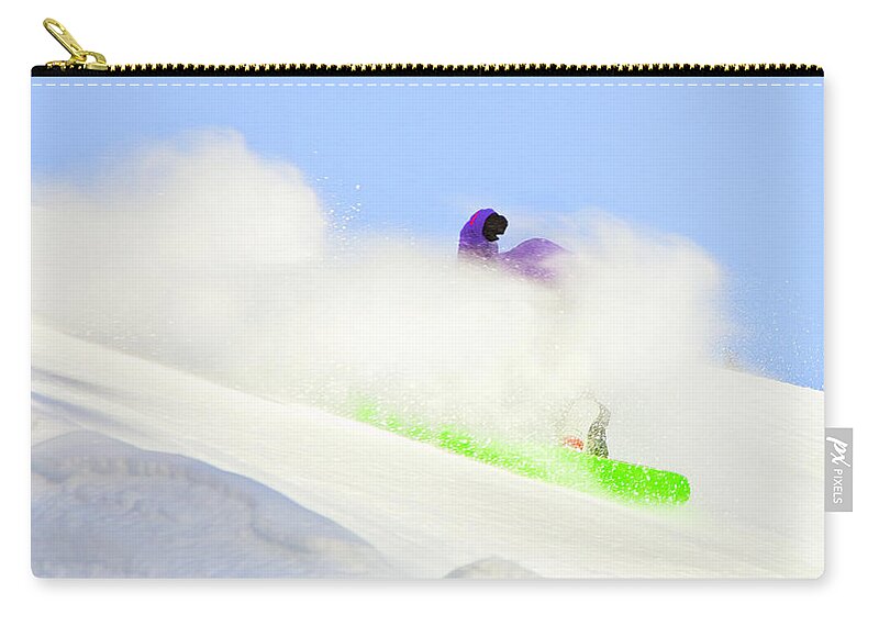 Snowboarding Zip Pouch featuring the photograph Snow Spray by Theresa Tahara