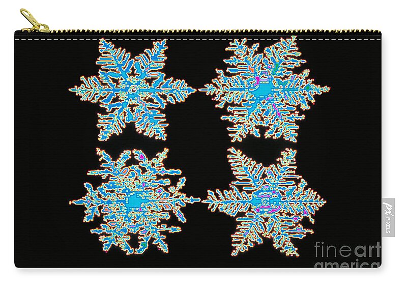 Science Zip Pouch featuring the photograph Snowflakes by Scott Camazine