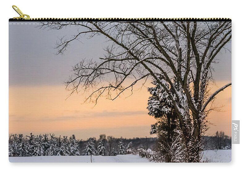 Snow Carry-all Pouch featuring the photograph Snowy Country Road by Holden The Moment