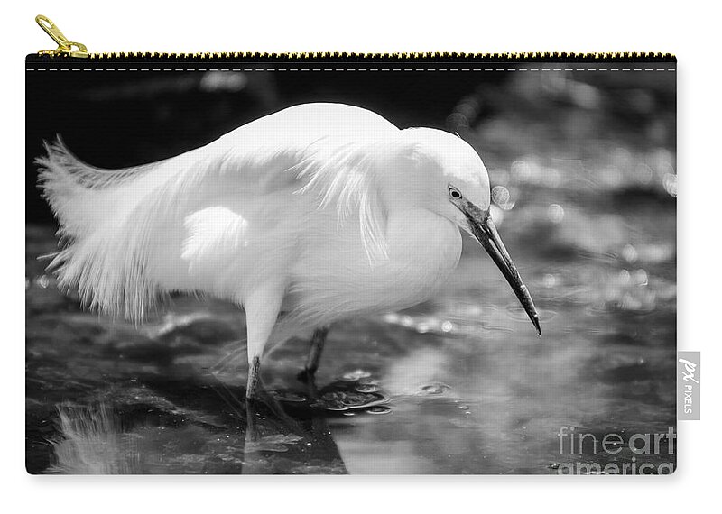 Bird Zip Pouch featuring the photograph Snowy Egret by Jennifer Magallon