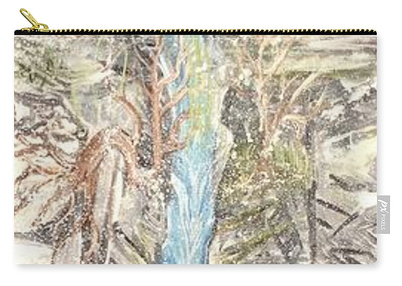 Snow Zip Pouch featuring the painting Snowy Falls by Suzanne Surber