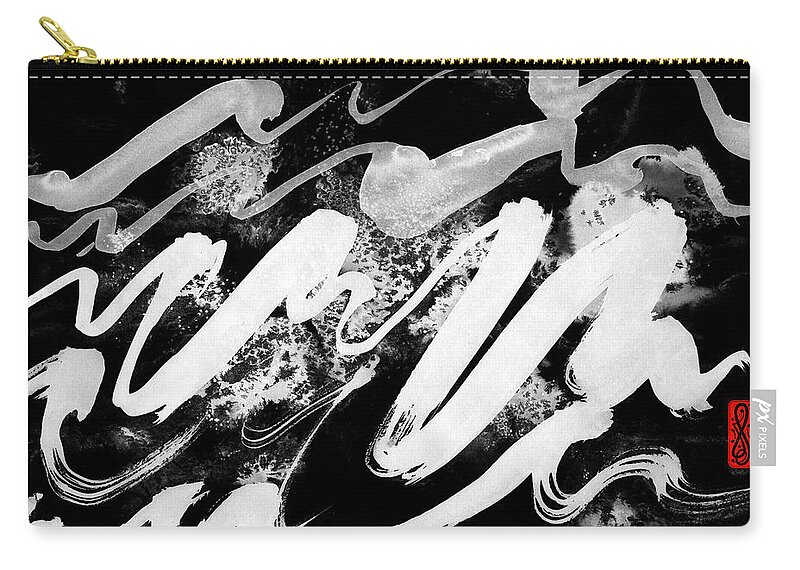 Oriental Zip Pouch featuring the painting Snowy Landscape Inverted by Hakon Soreide