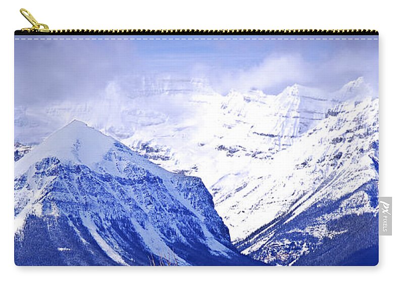 Mountain Zip Pouch featuring the photograph Snowy mountains by Elena Elisseeva