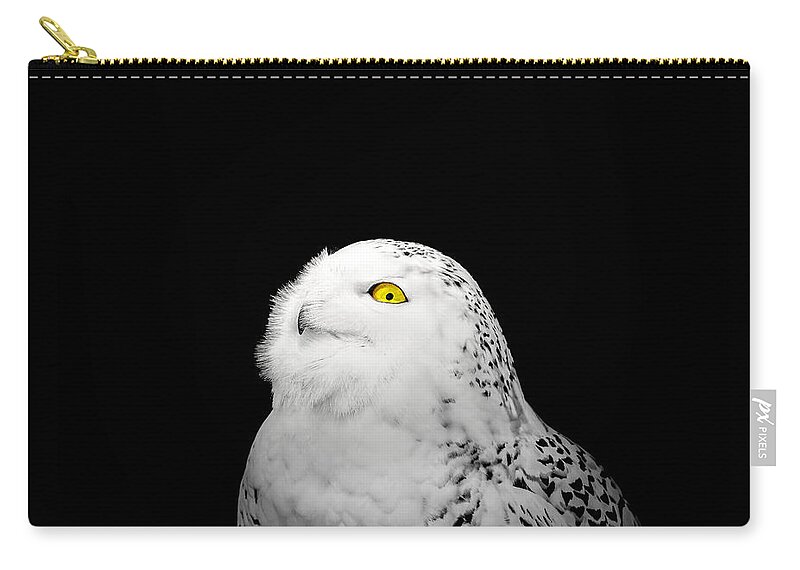 Animal Zip Pouch featuring the photograph Snowy Owl by Peter Lakomy