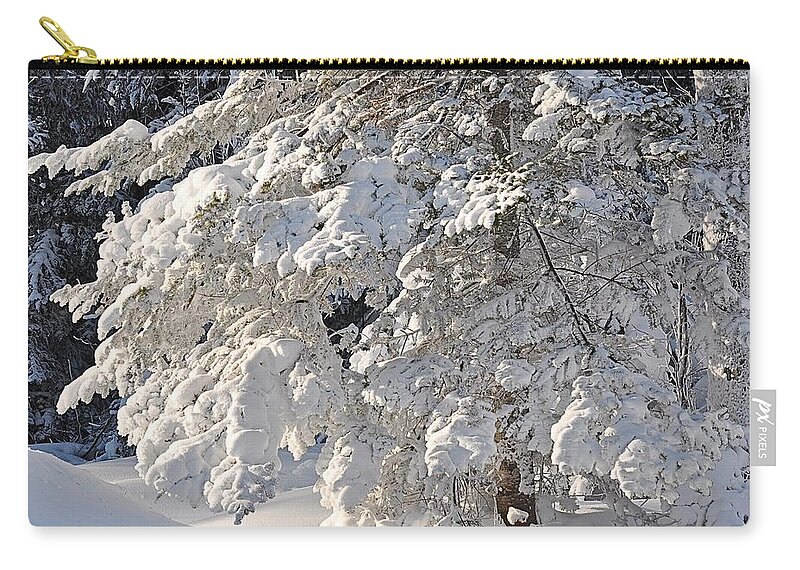 Lake Superior Zip Pouch featuring the photograph Snowy Tree by Kathryn Lund Johnson
