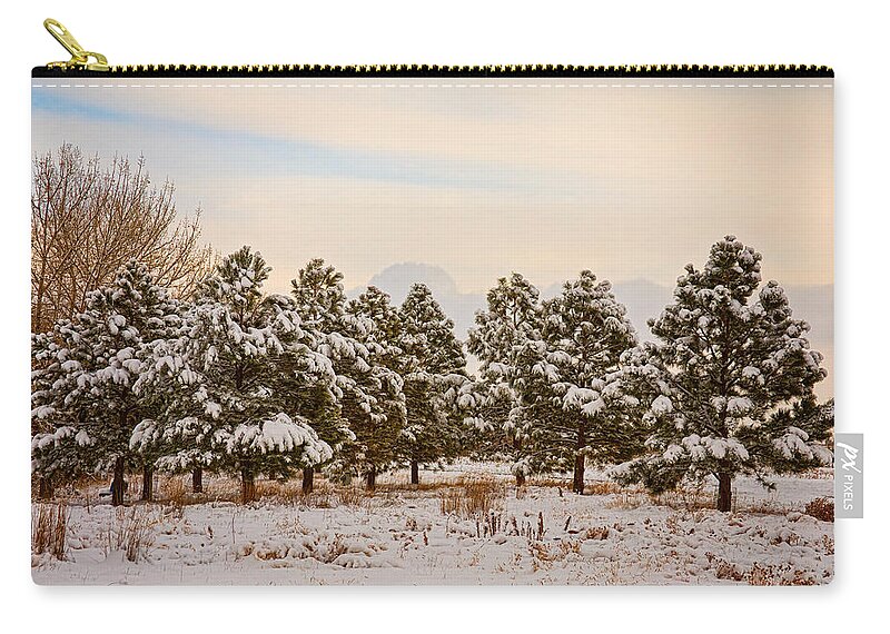 Snow Carry-all Pouch featuring the photograph Snowy Winter Pine Trees by James BO Insogna
