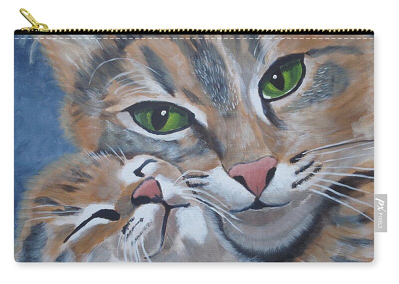 Pets Carry-all Pouch featuring the painting Snuggle Kitties by Kathie Camara