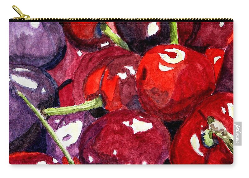 Cherries Zip Pouch featuring the painting So Sweet by Angela Davies