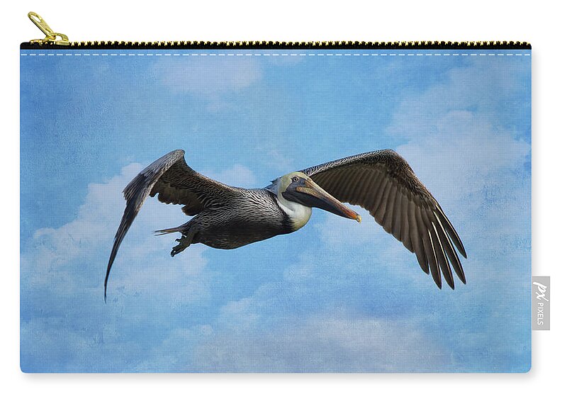 Pelican Zip Pouch featuring the photograph Soaring By by Kim Hojnacki