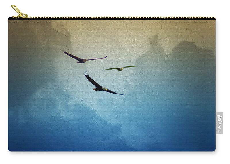 Soaring Eagles Zip Pouch featuring the photograph Soaring Eagles by Bill Cannon