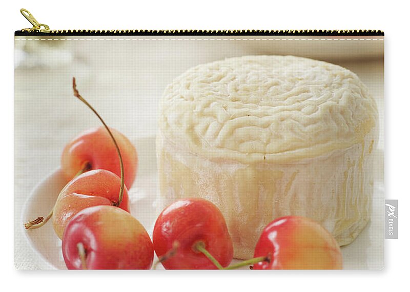 Cherry Zip Pouch featuring the photograph Soft Cheese And Cherries by Alexandra Grablewski