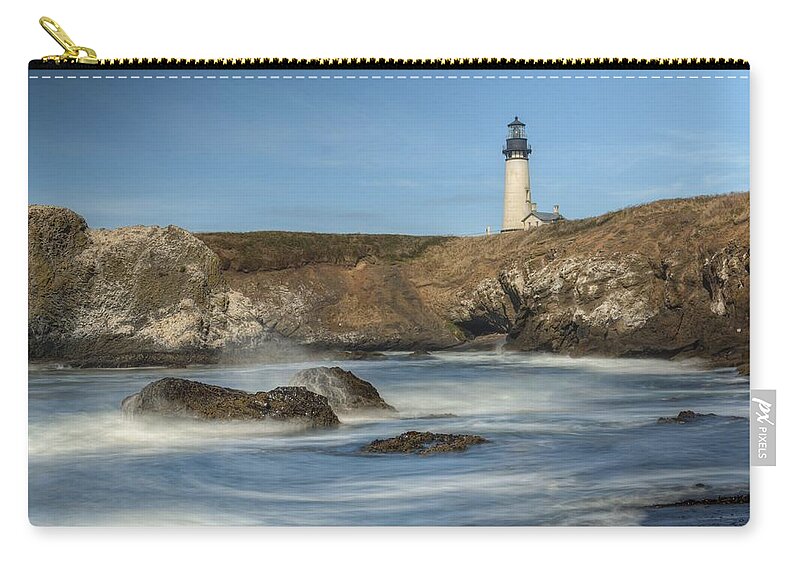 Yaquina Head Zip Pouch featuring the photograph Soft Surf 0013 by Kristina Rinell