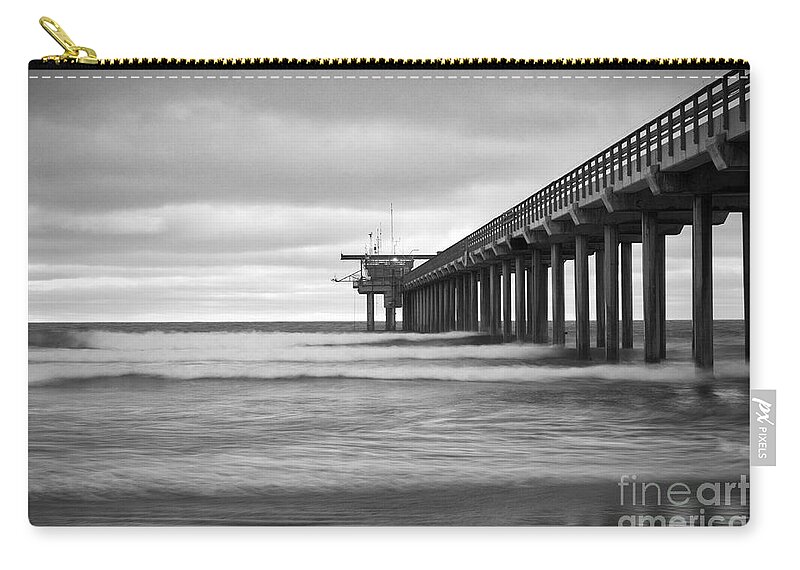 Scripps Pier Zip Pouch featuring the photograph Soft Waves at Scripps Pier by Ana V Ramirez